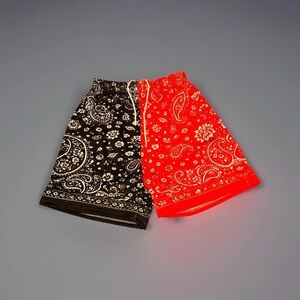 ASYLUM BRAND RED & BLACK PAISLEY 2 X NEW MESH SHORTS STREETWEAR